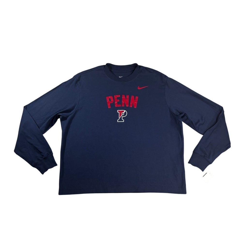 Nike Penn Quakers Long Sleeve Tee Navy Blue Loose Fit Small Collegiate Shirt